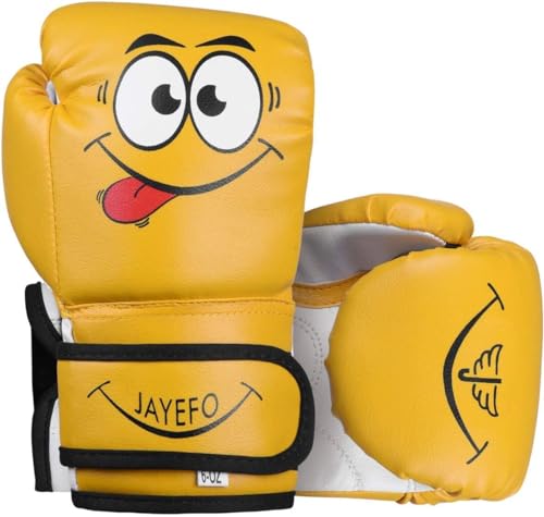 Jayefo Kids Boxing Gloves - Youth Gloves for Kick Boxing, Muay Thai & MMA - Heavy Bag Gloves - 6 Oz - Yellow