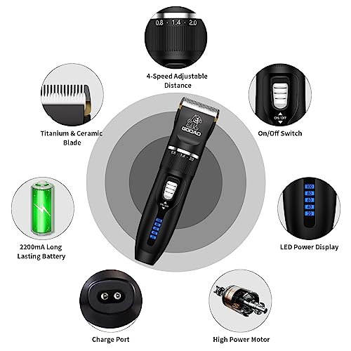 Gooad Cat Clippers for Matted Hair, Cat Grooming Kit, Cordless Cat Shaver for Long Hair, Low Noise Paw Trimmer, Cat Hair Trimmer for Grooming,Quiet Pet Hair Clippers Tools for Cats Dogs (Black)