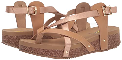 VOLATILE Women's Engie Multi Strap Thong Sandal, Rose Gold, 6M