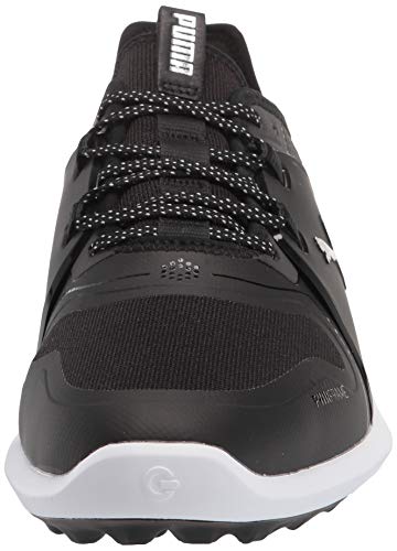 PUMA Men's Ignite Fasten8 Golf Shoe, Black Silver White, 9.5 Wide