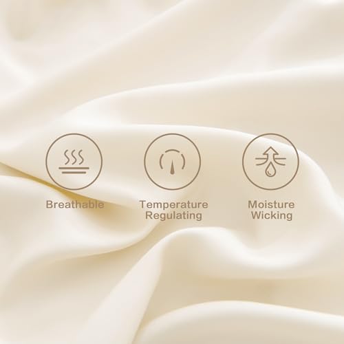 Andency White Sheets Queen Set, 100% Viscose Derived from Bamboo, Cooling Summer Queen Sheet Set, Deep Pocket Up to 16", Silky Soft Bed Sheets, Hotel Luxury Breathable Bedding Sheets & Pillowcases
