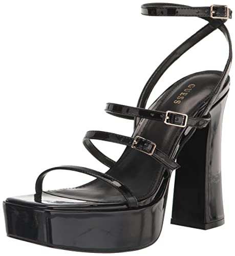 Guess Women's YENNA Heeled Sandal, Black Patent, 6.5