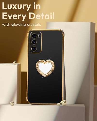 Miss Arts for Samsung Galaxy S20 FE Case, Galaxy S20 FE Phone Case with Ring Stand Heart, Women Girls Bling Luxury Cute Protective Cover for Samsung S20 FE, Black