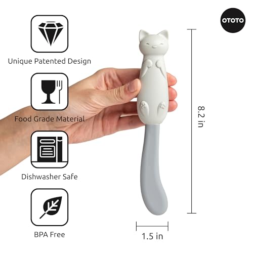 NEW!! OTOTO Jar Scraper Spatula - Silicone Scraper, Jar Spatula, Cute Kitchen Accessories, Cute Kitchen Gadgets, Unique Fun Cooking Kitchen Gadgets for Foodies - BPA-free & 100% Food Safe (Mary Cat)