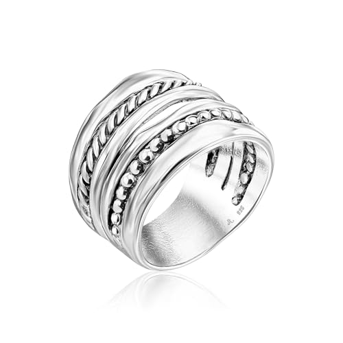 925 Sterling Silver Statement Ring Multi Rope And Strand Wrap Handmade Vintage Antique Casual Looks Hypoallergenic Nickel and Lead-free Artisan Handcrafted Designer Collection, Jewelry Gifts for Women