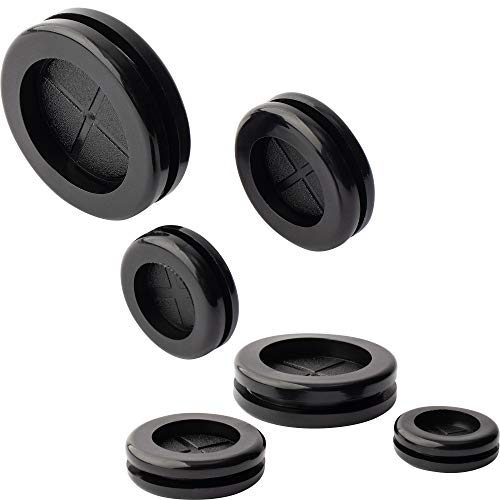 ISPINNER 52pcs 6 Sizes Rubber Grommet, Double Sided Round Rubber Hole Plug, Drill Hole 5/8" 13/16" 7/8" 1" 1-3/16" 1-1/2" (Black)