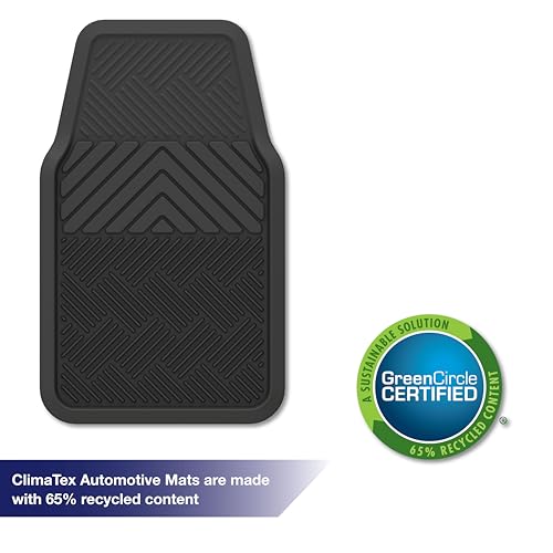 ClimaTex Heavy Duty Car, Truck, Van, and SUV Automotive Floor Mat for Back Seat Protection, Weatherproof Deep Channel No-Slip Front Seat Floor Mats, 2 Piece Set, Black