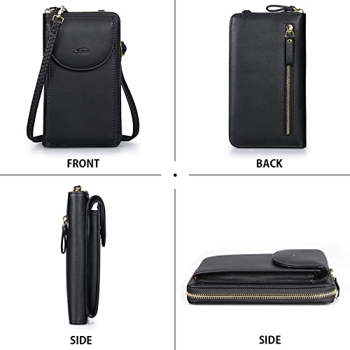 S-ZONE Small Crossbody Bags for Women Cell Phone Purse RFID Blocking Wallet Purses with Credit Card Slots