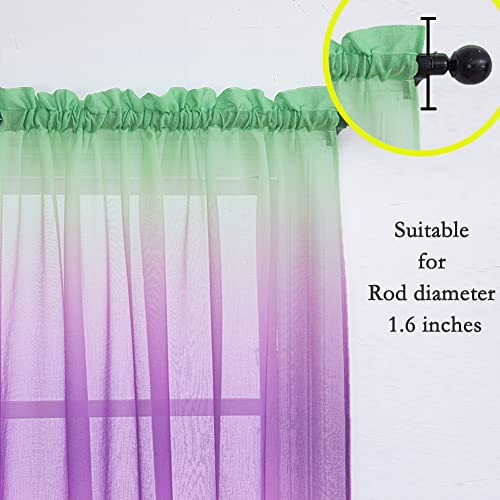 Yancorp 2 Panel Sets Bedroom Curtains 84 inch Length Sheer Curtain Linen Yellow Grey Gray Ombre Rod Pocket Drapes for Girls Living Room Mermaid Bedroom Nursery Kids Window Decor(Yellow Grey, 40"x84")