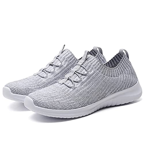 konhill Women's Comfortable Walking Shoes - Tennis Athletic Casual Slip on Sneakers 9 US D.Gray,40