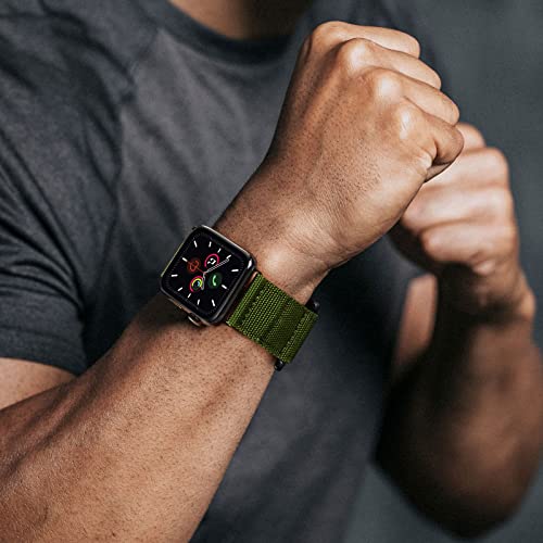 MTRRISE Compatible with Apple Watch band 38mm/40mm/41mm/42mm/44mm/45mm49mm, nylon sports bracelet for Apple Watch strap, Velcro design for iWatch strap series 8/7/6/5/4/3/2/1, SE，ultra,Army Green