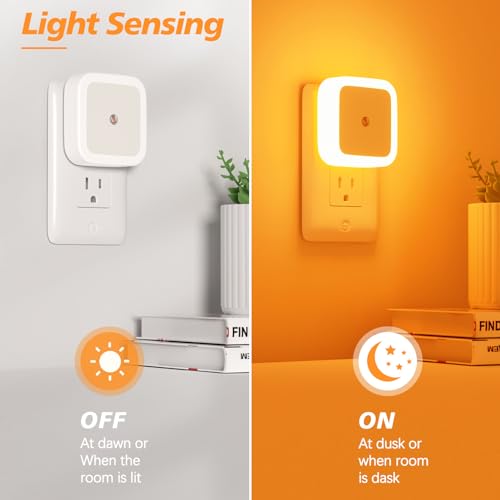 Sujeet Night Light, Night Lights Plug into Wall 4-Pack, Nightlight Plug in Night Light, Dusk to Dawn Night Lamp Led Night Light for Bedroom, Bathroom, Hallway Warm White