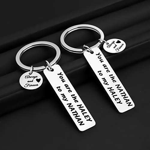 FAADBUK One Tree Hill Inspired Gift Couple Keychain Set You Are The Haley to My Nathan Always And Forever Valentine’s Day Gift for Her (Haley to My Nathan)