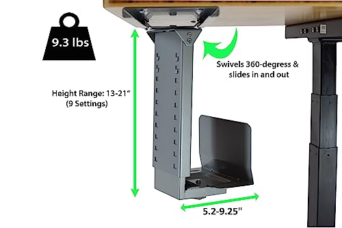 CPU2 Adjustable Under Desk Computer Mount, 360⁰ Swivel Steel CPU Holder PC Holder Under Desk Mount PC Tower Stand Under Desk, PC Mount Under Desk