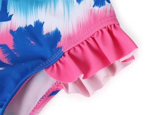 WonderBabe Little Girls Swimsuits 3-Piece Swimwears Rash Guard Set Long Sleeve UPF 50+Tankini Bathing Suit for Beach 3-4t Blue Pink