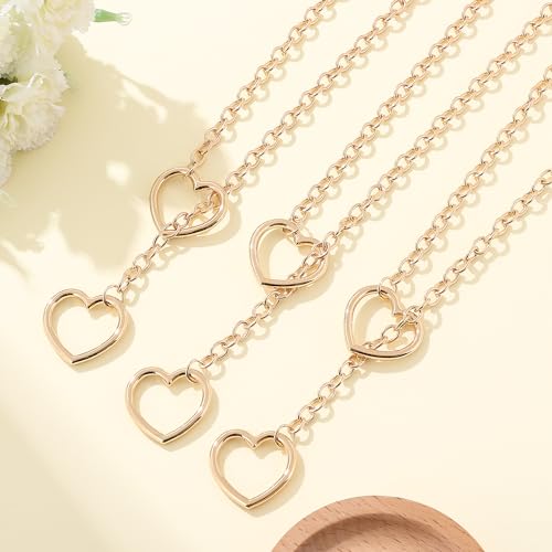 Taouzi Handmade Punk Gothic Jewelry Necklace for Women Heart O-ring Slip Chain Necklace Adjustable Lariat Choker Necklace for Women 24 Inch (Black)