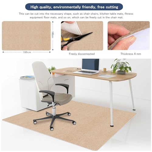 Office Chair Mat for Hardwood Floor HAODEMI Tile Non-Slip Office Computer Chair Mat for Rolling Chair Easy Clean and Flat Without Curling Anti-Slip,Beige(48"*36")