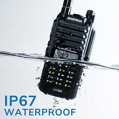 BAOFENG UV-9G GMRS Handheld Radio Waterproof IP67, Two Way Radios Long Range Dual Band NOAA Scanner GMRS Repeater Capable, Support CHIRP, with Two Batteries, 15.5" High Gain Antenna, Programming Cable