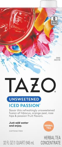 Tazo Unsweetened Iced Herbal Tea Concentrate For a Refreshing Iced Beverage Passion with tropical flavors 32 oz