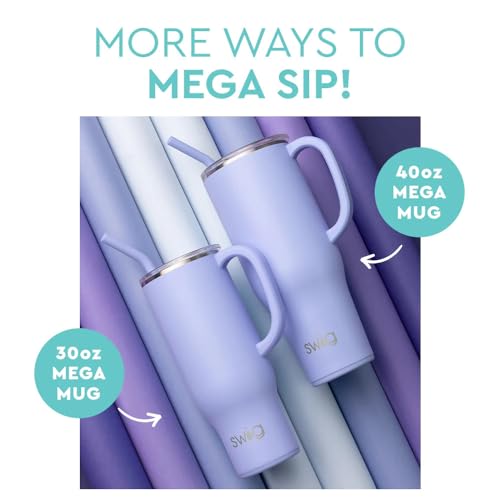 Swig Life 30oz Mega Mug, 30oz Tumbler with Handle and Straw, Large Insulated Tumblers, Cup Holder Friendly Travel Mug, Stainless Steel 30 oz Tumbler, Reusable Insulated Water Bottle (Let's Go Girls)