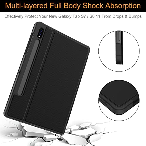 Soke Case for Samsung Tab S8 2022 & S7 2020 -Premium Shock Proof Stand Folio Case, Multi- Viewing Angles, Hard PC Back Cover for Galaxy Tab S8 11 inch Tablet [SM-X700/X706/T870/T875/T878], Black