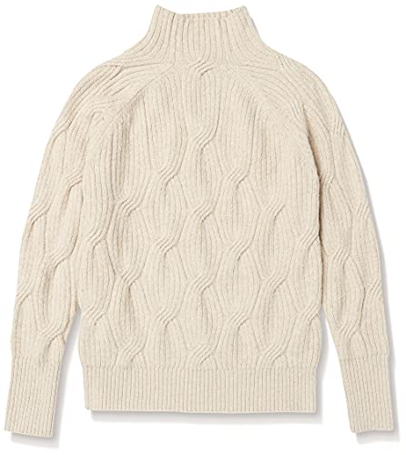 Amazon Essentials Women's Soft Touch Funnel Neck Cable Sweater, Beige, Small