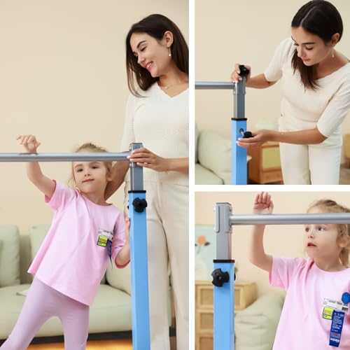Mosebears Gymnastics Bar,Home Gymnastics Equipment for Kids Ages 3-15,Steady Steel Construction, Anti-Slip, Easy to Assemble, 3' to 5' Adjustable Height