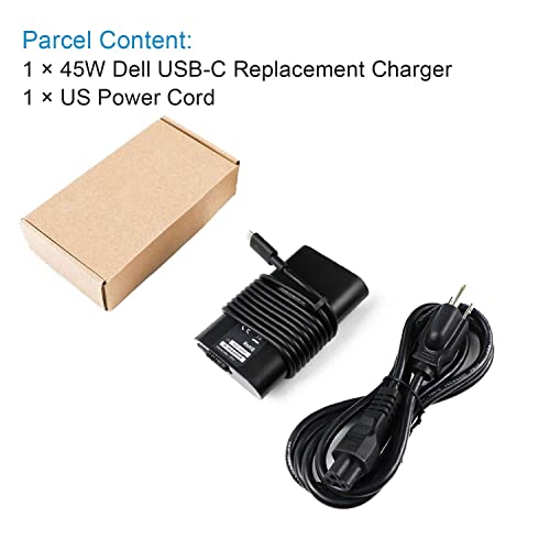 45W USB C Laptop Charger Type C AC Power Adapter for Dell XPS 13 9365 9370 9380, Latitude 7275 7370 5175 5285 5520 5290, Nintendo Switch etc. (Include Power Cord)
