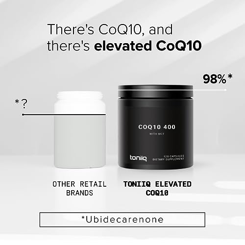 Ultra High Purity CoQ10 400mg - 98% Purified Third-Party Tested CoQ10 Supplement with MCT Oil for Added Bioavailability - High Absorption Coenzyme Q10 -Bioavailable Supplement -60 Veggie Capsules TQ