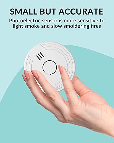 Ecoey Smoke Detector Fire Alarm with Photoelectric Technology, Fire Detector with Test Button and Low Battery Signal, Fire Alarm for Bedroom and Home, FJ136GB, 1 Pack Small