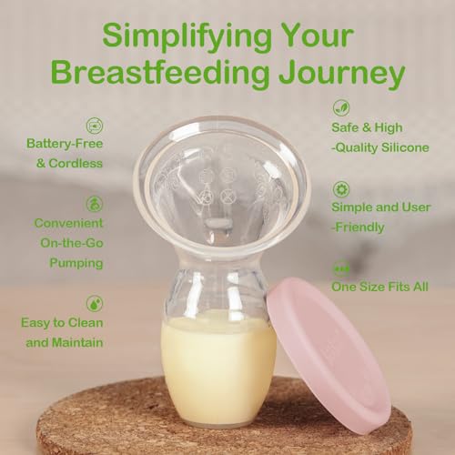 haakaa Manual Breast Pump Breastfeeding Pump with Food Grade Silicone Cap (Blush) 4oz/100ml