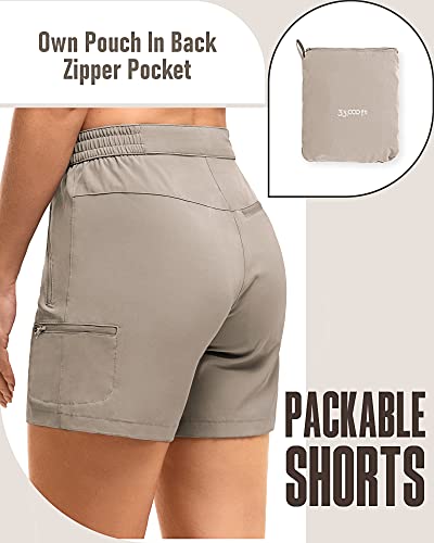 33,000ft Womens Golf Shorts Quick Dry Shorts for Women 5 Inch Inseam Ladies Shorts Stretch Packable Hiking Casual Shorts with 4 Pockets Fossil