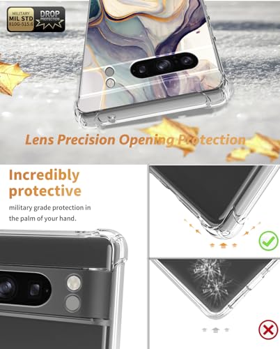 CLATUK for Google Pixel 8 Pro Case Camera Lens Protector, [Marble Slim]+[Anti-Drop Shockproof Protective] Soft TPU Women Stylish Pixel 8Pro Phone Covers 2023 6.7 Inch (Alpine Lake)