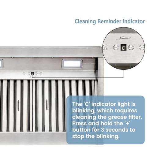Akicon Range Hood Insert 30 Inch, Ultra Quiet, Powerful Suction Built-in Kitchen Vent Hood, Stainless Steel Ducted Stove Hood with Dimmable LED Lights, 3-Speed 600CFM