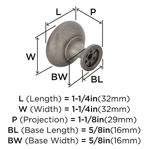 Amerock | Cabinet Knob | Antique Silver | 1-1/4 inch (32 mm) Diameter | Edona | 1 Pack | Drawer Knob | Cabinet Hardware