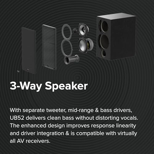 ELAC Uni-Fi 2.0 UB52 Bookshelf Speakers (Pair), Black (UB52-BK)