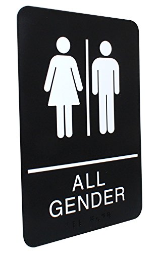 Headline Sign All Gender Restroom Sign, 6 x 9 Inches, ADA, Black and White (9460)