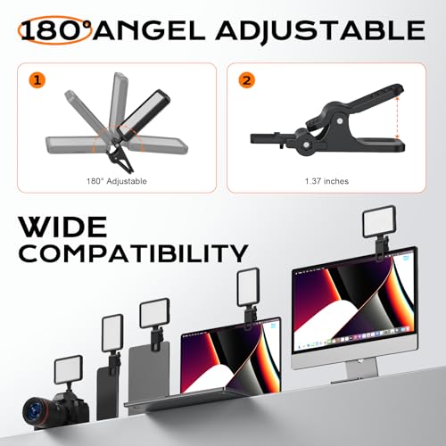 Rechargeable Soft Selfie Light for Phone, Camera, Laptop, 4-14H Battery Portable LED Light for Pictures, Phone Light Clip for Selfie, Vlog, TikTok, Makeup, Video Conference Black