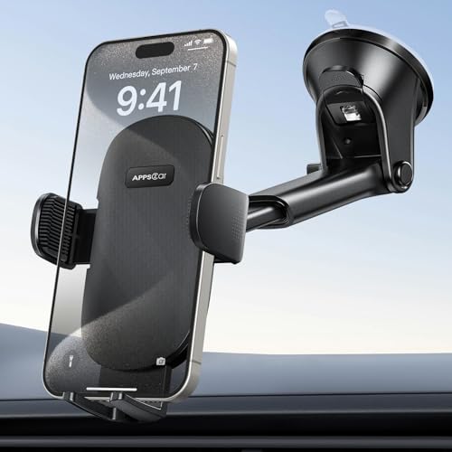 APPS2Car Car Phone Holder Mount, Dashboard/Windshield/Cell Phone Holder for Car, Compatible with iPhone, Samsung, All Cellphone,Black