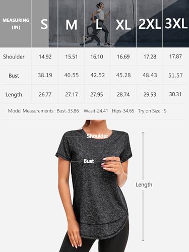 Abrooical Dry Fit Tshirts for Women Relaxed-Fit Short Sleeve Crewneck Workout Yoga Training Tops Print 01 Medium