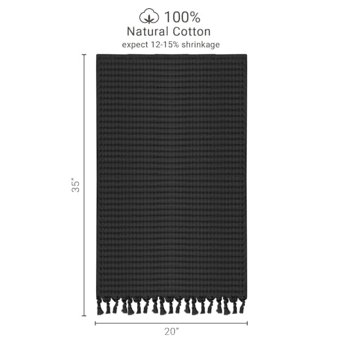 GILDEN TREE Decorative Waffle Hand Towels for Bathroom, 20x35 Large, Quick Drying Fingertip Towel, 2 Pack, Modern Style (Faded Black)