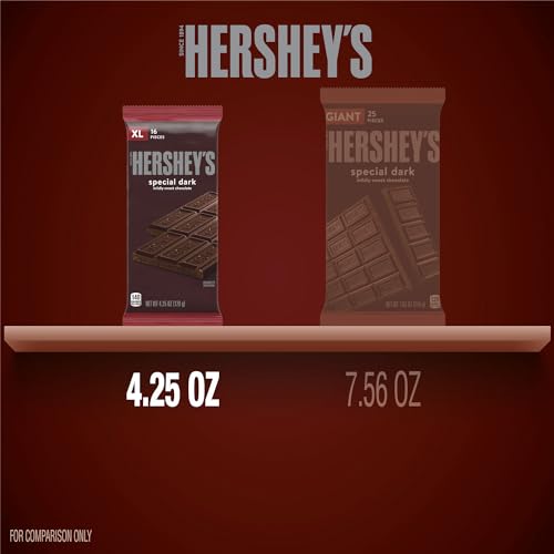 HERSHEY'S SPECIAL DARK Mildly Sweet Chocolate XL, Candy Bars, 4.25 oz (12 Count, 16 Pieces)