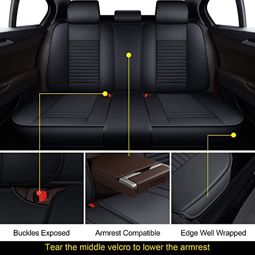 LINGVIDO Universal Car Seat Cover, Breathable and Waterproof Faux Leather Automotive Seat Covers for Cars SUV Sedan (Full seat, White & Light Blue)