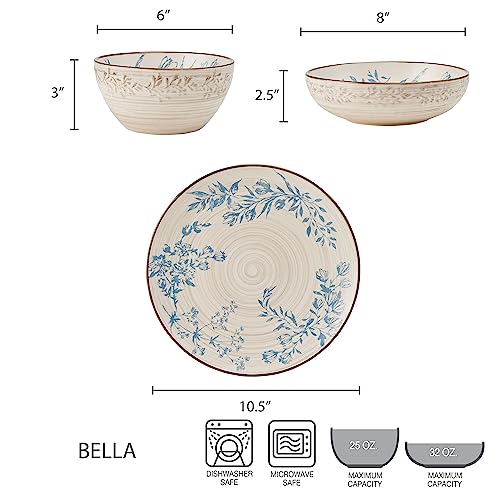 Pfaltzgraff Bella 12 Piece Dinnerware Set, Service For 4, Multicolor