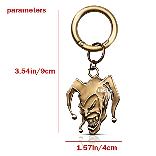 HINSCR Joker Keychain 3D Metal Joker Keyring Auto Decoration Key Pendants Joker Car Accessories Keychain gift for men (bronze)