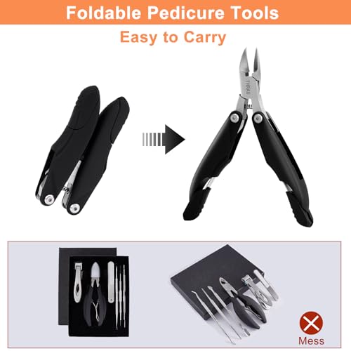 THRAU Toenail Clipper, 3 in 1 Foldable Nail Clipper, Stainless Steel Fingernail Clipper and Gift Box Manicure Set