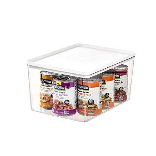 Rosanna Pansino x iDesign Recycled Plastic Kitchen Storage Bin with Lid, Clear Bin/Marshmallow Lid, 6" x 12" x 6"