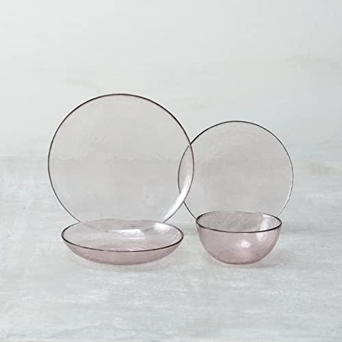 Los Cabos Glass Dinnerware and Drinkware Collection Pink 8 Inch Salad Plate (Set of 4)