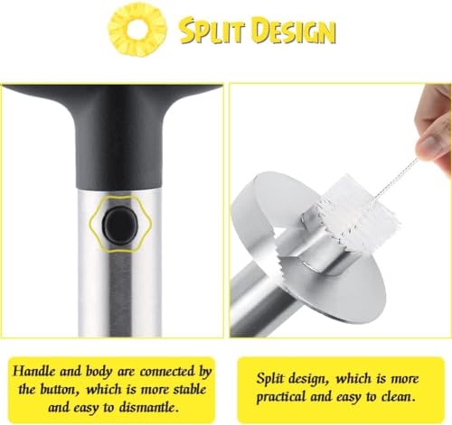 Pineapple Corer and Slicer Tool, Stainless Steel Pineapple Core Remover Tool, Stainless Steel Pineapple Cutter for Home Kitchen with Sharp Blade for Diced Fruit Rings Christmas Gift