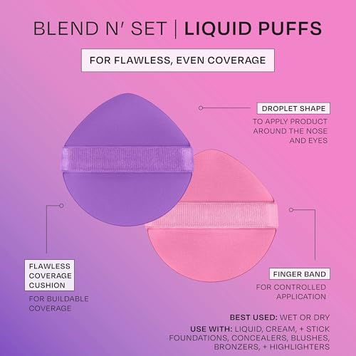 Freeman Blender Bender Makeup Sponge 8 Count Set, For Liquid & Cream Foundation, Precision Makeup Blending Sponges, For Natural, Buildable Coverage, Vegan, Cruelty-Free, & Latex-Free, Pink Sponge